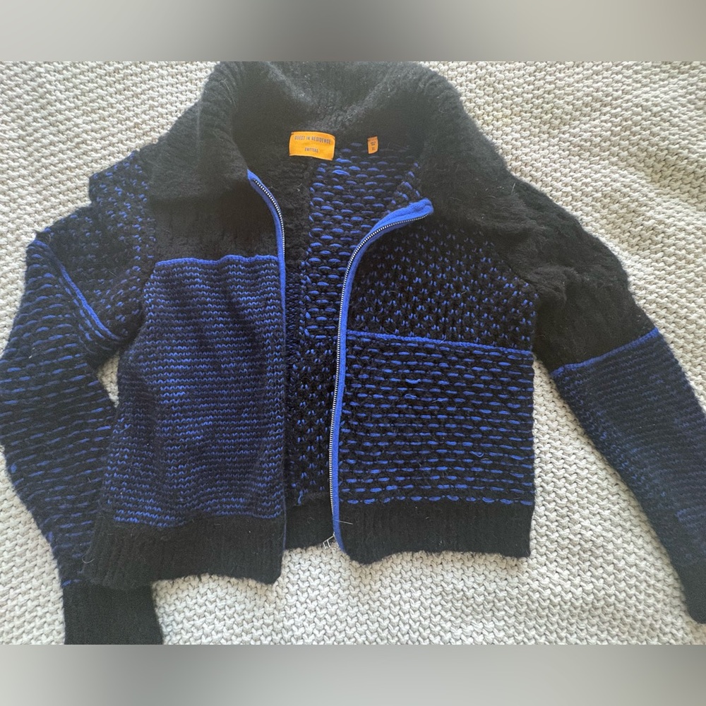 GUEST IN RESIDENCE Black and Blue Knit Jacket, US XL